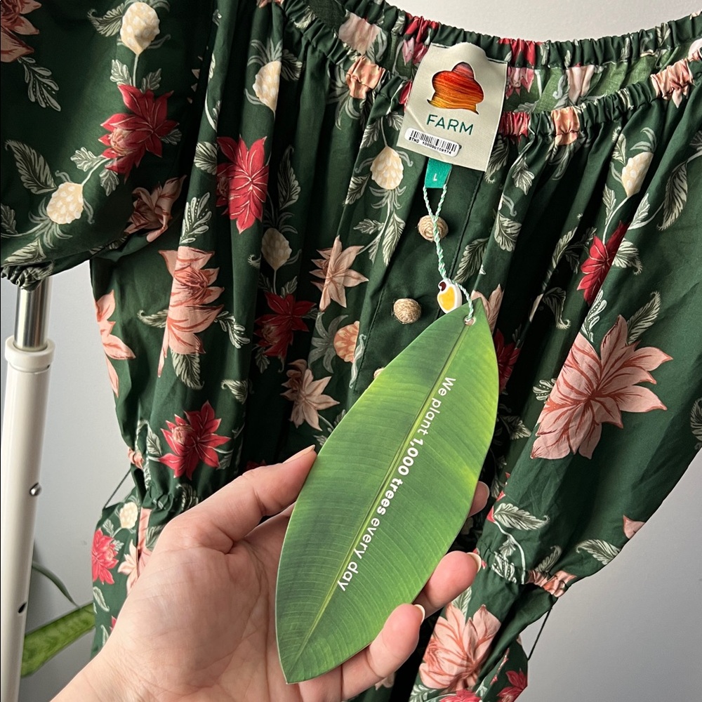 FARM RIO GARDEN GREEN MAXI DRESS L - Picture 11 of 14